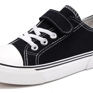 Toddler Boys and Girls Sneakers Low Top Adjustable Strap Canvas Shoes for Kids