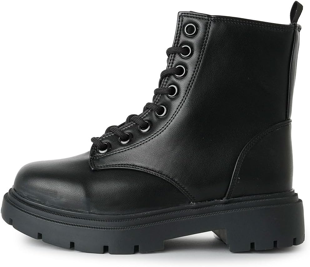 Combat Boot - Casual Outdoors Slip On Lace Up Ankle Bootie - Image 2