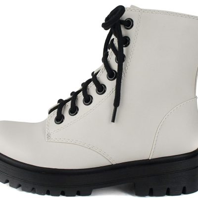 FIRM - Lug Sole Combat Ankle Bootie Lace up w/Side Zipper