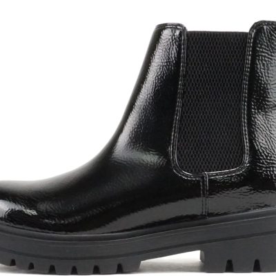 Women Lug Sole Low Heel Chelsea Fashion Ankle Bootie w/Double Elastic