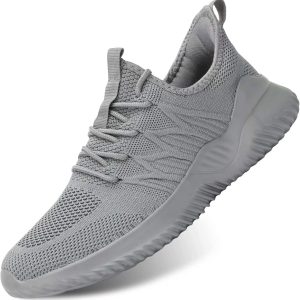 Men Running Shoes Slip-on Walking Sneakers Lightweight Breathable Casual Soft Sole Trainers